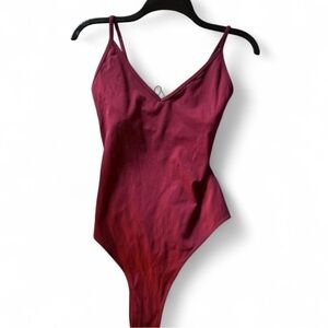 Burgundy Spaghetti Strap Bodysuit
